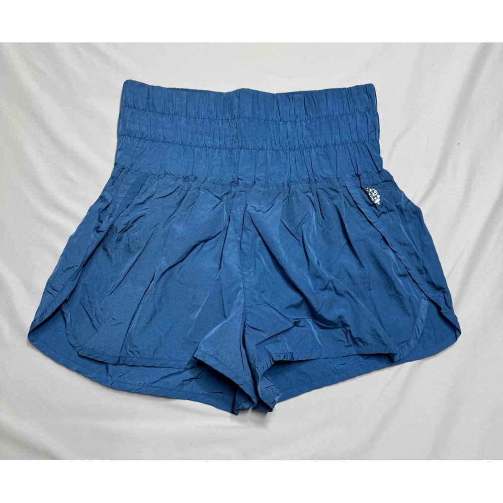 FP Movement The Way Home Shorts Blue High Rise Smocked Waist Athletic Large